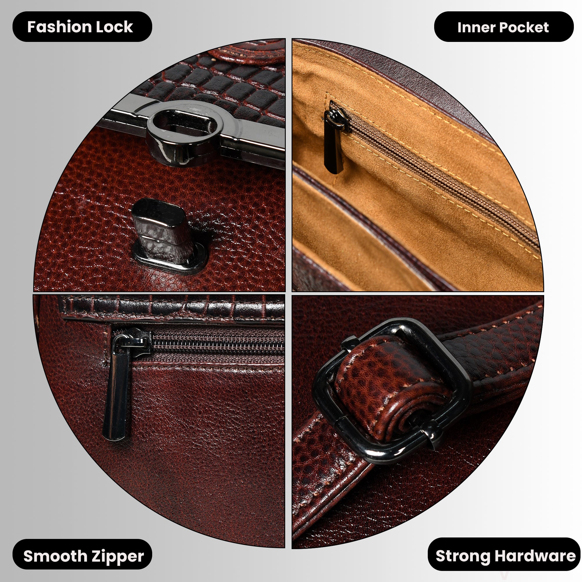 Regal Noir Croc Handbag - Tan Colour